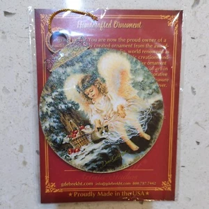 Vintage G. DeBrekht Folk Art Angel Scene Wooden Ornament NEW - Picture 1 of 6