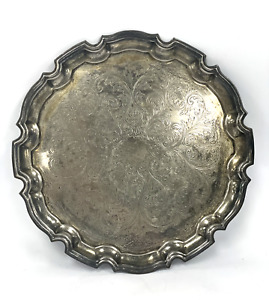 New ListingVintage Silver Plate Round Serving Tray 32Cm Diameter Damage On Back- A91 O629