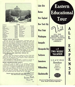 New York Central System 1937 Brochure Eastern Educational Tour Itinerary Photos - Picture 1 of 3