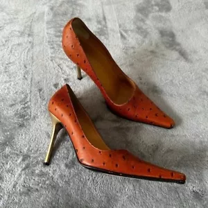 Zapatos de tacón Giuseppe Zanotti de cuero de avestruz punta 7 37 - Imagen 1 de 11