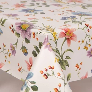 Ava Summer Flowers and buds Pvc Wipe Clean Vinyl Tablecloth - Picture 1 of 3
