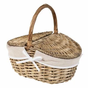 Picknickkorb Weide Deckelkorb Einkaufskorb Weidenkorb Henkelkorb Geschenkkorb - Bild 1 von 8
