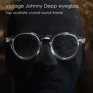 Gafas redondas de cristal Johnny Depp gafas redondas para hombre de acetato transparente - Imagen 1 de 7