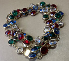 Swarovski Vintage Crystal Necklace, Swan Signed Multi Colored Faceted Chrystals