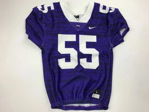 Nike TCU Horned Frog Pro Vapor Football Jersey #55 Caped Sleeve Boy's L 845927 Cover