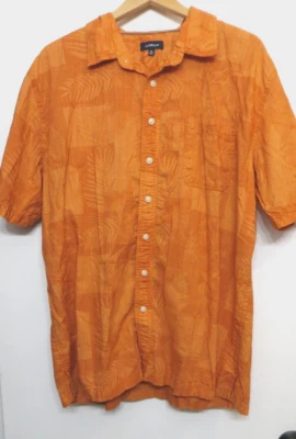 Camisa Croft & Barrow Para Hombre XL Naranja Abotonada Mangas Cortas Algodón Hoja Tropical Foto 1 de 4