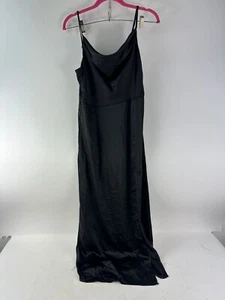 Aigeman Womens Black Satin Slip Maxi Dress Size 4-6 - Picture 1 of 3