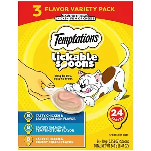 Lickable Spoons Adult Wet Cat Treat, 10 Grams, Variety Pack of 24 - Picture 1 of 11