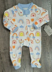 Baby Girl New Honest Baby Organic Preemie Colorful Rainbow Footed Outfit - Picture 1 of 3