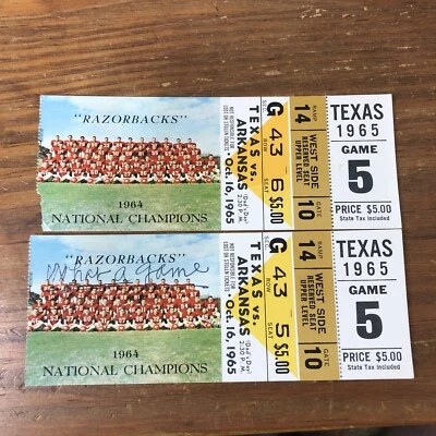 Vintage 1965 Arkansas Razorback Ticket Stubs Arkansas Vs Texas 10/16/1965 - Image 1 of 4