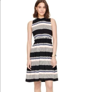 Kate Spade Women Dress Bay Stripe Tieback SZ 14 Sleeveless A Line Casual Pockets - Picture 1 of 15