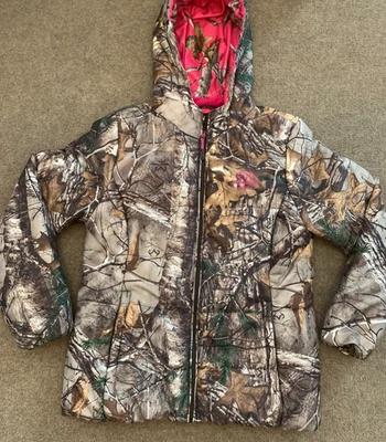 Realtree Xtra Jacket Womens L Hooded Puffer Camo Fleece Lined Oversized Outdoor - Image 1 of 4