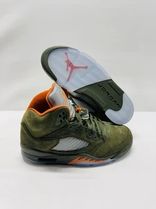 Air Jordan 5 Retro 2023 Army Olive/Solar Orange Men’s Size 9.5 - Picture 1 of 8