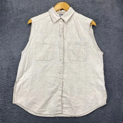 CBNY Linen Blend Sleeveless Shirt Button Up Casual Work Utility XL - Image 1 of 4