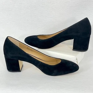 Talbots Isa BLock Heel Suede Pumps Classic Minimalist Old Money Preppy Black 8M - Picture 1 of 7