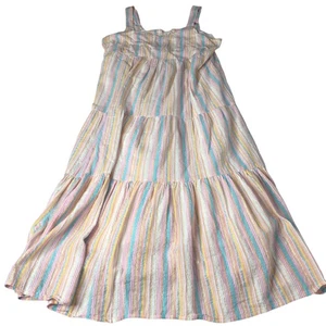 Linda Anderson Dress Womens Large Striped Tiered Maxi Adjustable Straps Lined - Picture 1 of 16