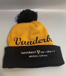 Vanderbilt University Medical Center Knit Pom Beanie Black Gold Adult - Picture 1 of 8
