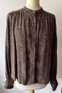 SCOTCH & SODA Amsterdam Bluse kurz Leo Print schwarzbraun/ beige 36 oversized - Bild 1 von 5