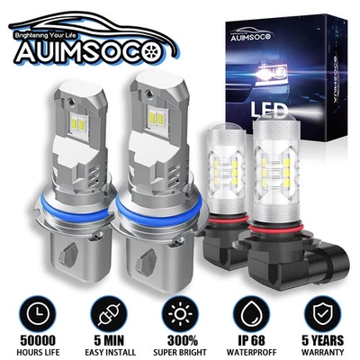 Kits de faros LED + bombillas antiniebla brillantes para Dodge Stratus 1995-2000 4 piezas 6000K Foto 1 de 4