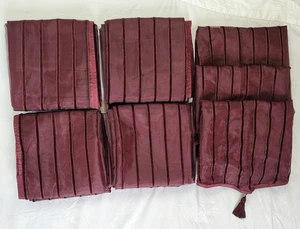 Chris Madden 4 Burgundy Curtain Panels 3 Valances Sheer Overlay Chenille Stripe - Picture 1 of 21