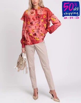 RRP€810 BLUMARINE x SALVATORE PICCIONE Blouse IT42 US6 UK10 M Contrast Silk Pink - Image 1 of 4