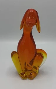Viking 8” Amber Glass Hound Dog ~ GREAT Condition - Picture 1 of 8