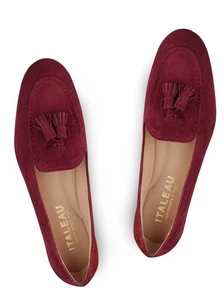 $289 Italeau LEA Flexlite Leather Loafer Handmade In Italy New Red/cherry - Picture 1 of 8