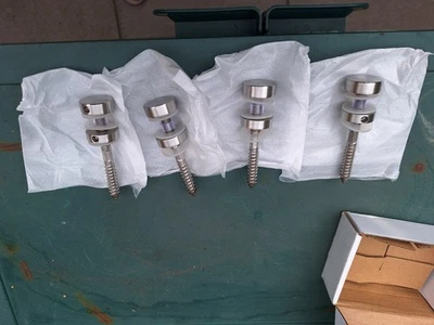 MSJ GLASS BALUSTRADING DIRECT 4 x Juliet Balcony Glass Stand-Off Fittings - 316 Grade Satin 10mm Spacer M10