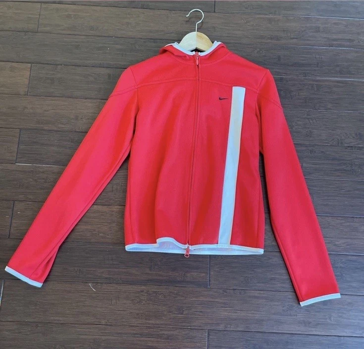 Chaqueta roja vintage Nike Soccer Track para mujer pequeña bolsillos con cremallera completa Foto 1 de 3