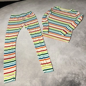 Target Cat & Jack Rainbow Stripe Fleece Pajamas Girls Boys Kids Unisex Size 14 - Picture 1 of 7