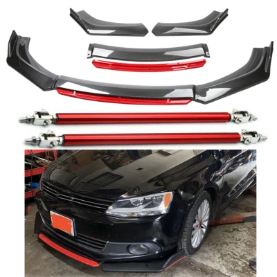 For VW Volkswagen GTI Front Bumper Lips Splitter Spoiler Carbon Fiber Rods Foto 1 de 4