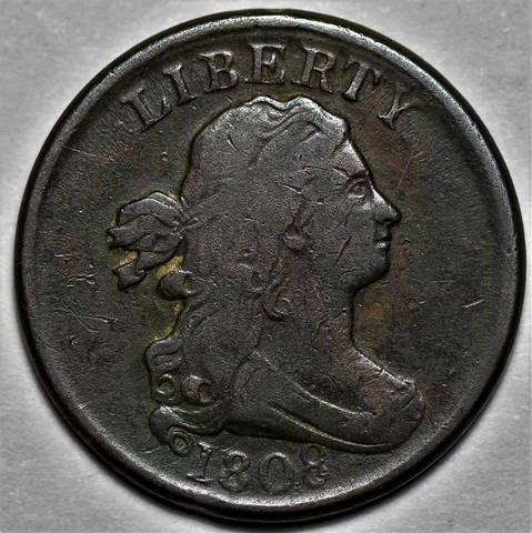 1808 Draped Bust Half Cent - US 1/2c Copper Penny Coin - L37 Cover