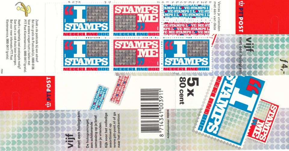 I Love Stamps Booklet HOLOGRAM Netherlands MNH 1999 (144478) - Image 1 of 1