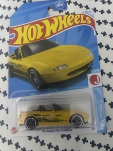 HOT WHEELS 91 MAZDA MX-5 MIATA Amarillo Serie 2024 HW J-IMPORTS - Imagen 1 de 2