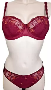 Felina Conturelle Underwire Bra Set 80615 Gr.75C UK 34C brief S Ruby Padded Lace - Picture 1 of 13