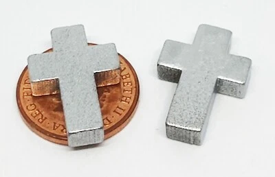 Dolls House Wooden Cross x2 Church Accessory 1:12 Scale Miniature Silver tumdee - Image 1 of 4