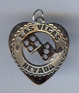 VINTAGE STERLINGSILBER LAS VEGAS NEVADA WÜRFEL HERZ ANHÄNGER CHARM - Bild 1 von 2
