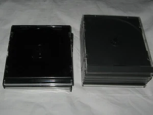 Lotto di 10 (5 Standard, 5 Slim) Nere e Trasparenti Singole CD/DVD Jewel Case INUTILIZZATE - Foto 1 di 2