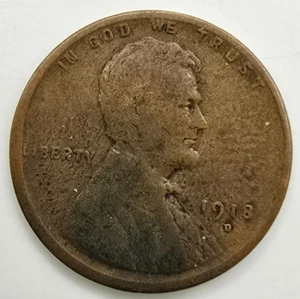 1918 D Lincoln Wheat Cent VG/F You Grade It! Penny Free Ship! - Picture 1 of 4