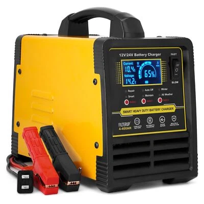 12V 24V Lead-Acid Battery Charger Heavy Duty 0-15A Automatic Battery Maintainer - Image 1 of 4