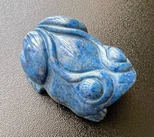 Vintage Antique Finely Carved Lapis Lazuli Pyrite Frog Toad 2" Authentic Stone - Picture 1 of 3