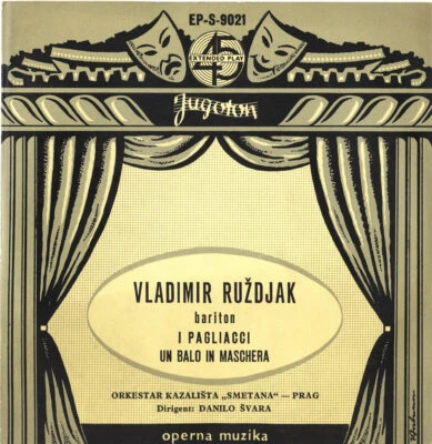 VLADIMIR RUZDJAK Baritone LEONCAVALLO I Pagliacci VERDI Un Ballo JUGOTON 7" EP - Image 1 of 3