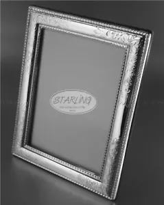 10x15 CM Florentine Guilloche Photo Frame Massive 925 Sterling Silver -T2 - Picture 1 of 7