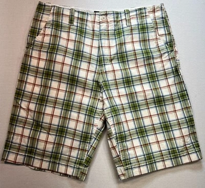 Pantalones Cortos Patinadores Chinos Y2K Azul Marino Antiguo Para Hombres Frente Plano Talla 36 Verde Blanco A Cuadros Foto 1 de 4