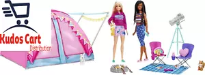 Barbie It Takes Two Camping Playset Tent Dolls x2 Animals Accessories Girl Toy  - Picture 1 of 12