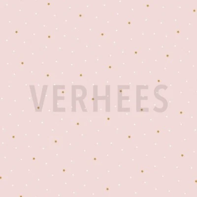 Baumwollstoff Sterne Sternefunkeln Bio Popeline Kinder rosa/gold ab 50cmx150cm - Bild 1 von 3