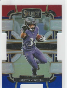 Keaton Mitchell 2023 Panini Select Concourse #10 rojo y azul Prizm troquelado novato - Imagen 1 de 2