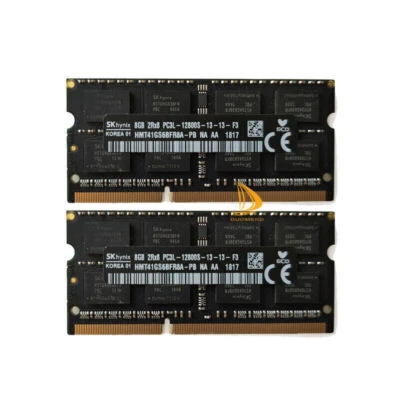 16GB SK Hynix 2x 8GB 2RX8 DDR3 1600MHz PC3L-12800 1.35V SODIMM Laptop RAM Memory - Image 1 of 4