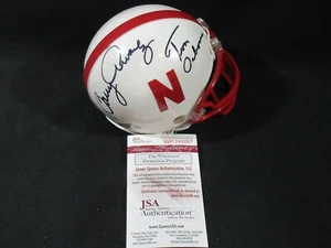 TOM OSBORNE & BARRY ALVAREZ SIGNED NEBRASKA CORNHUSKERS MINI HELMET JSA PROOF - Picture 1 of 8
