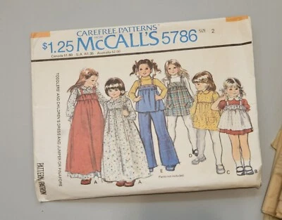 5786 Vintage McCalls SEWING Pattern Girls 1970s Dress Jumper Pinafore Size 2 - Image 1 of 3